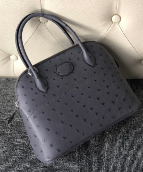 에르메스 볼리드27 마노블루 은장 타조가죽